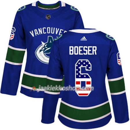 Nainen NHL Vancouver Canucks Pelipaita Brock Boeser 6 Adidas 2017-2018 Sininen USA Flag Fashion Authentic
